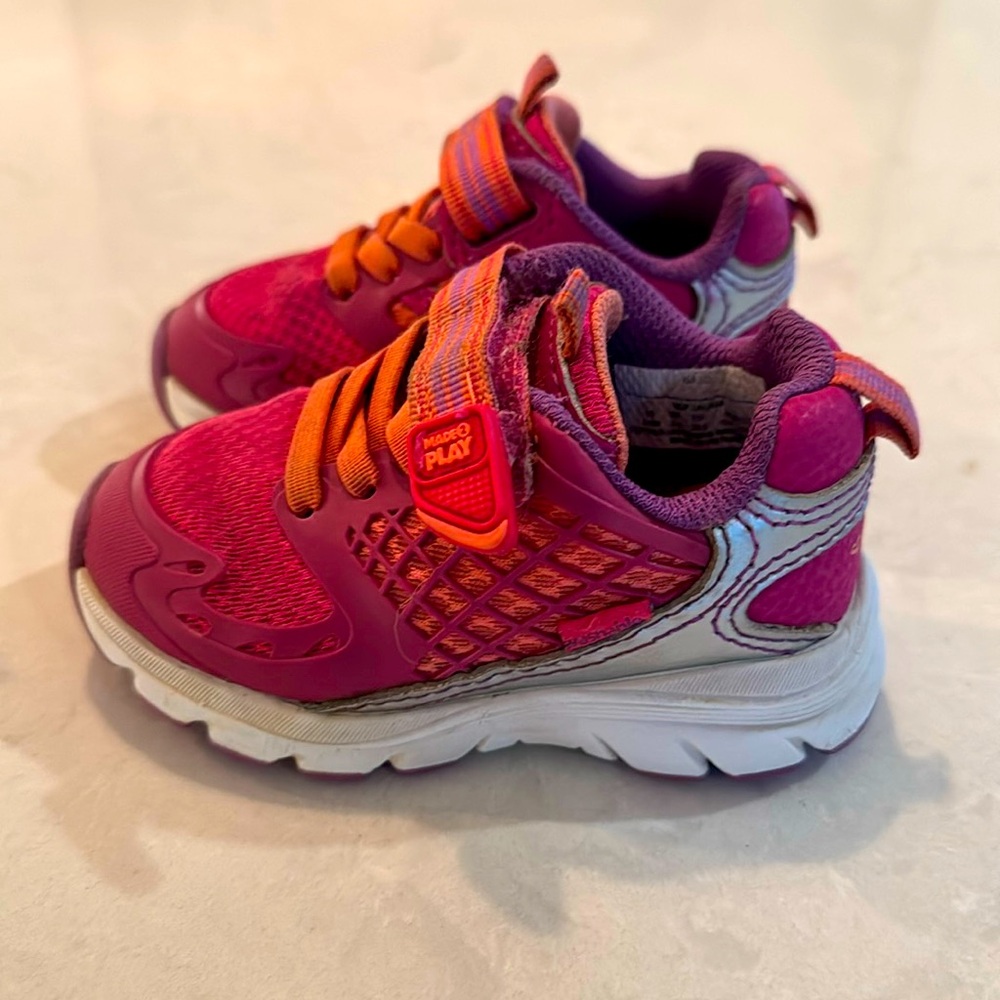 Stride Rite Made to Play Velcro Pink Sneakers Size 4.5W
